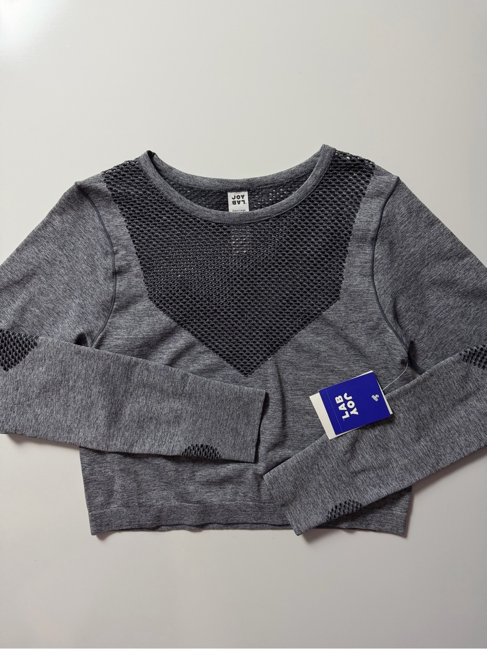 NWT Joylab Athletic Cropped Long Sleeve, Gray, Size XL